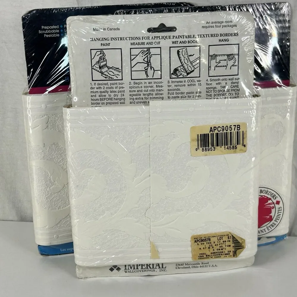 Applique Paintable Textured Border Imperial Wallpaper 5yd Wallpaper 3 Packs
